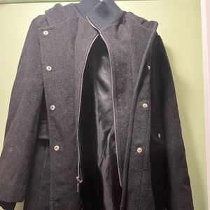 🆕 NEW Anne Klein Black 100% Wool Streamlined Waist Coat  Car Coat